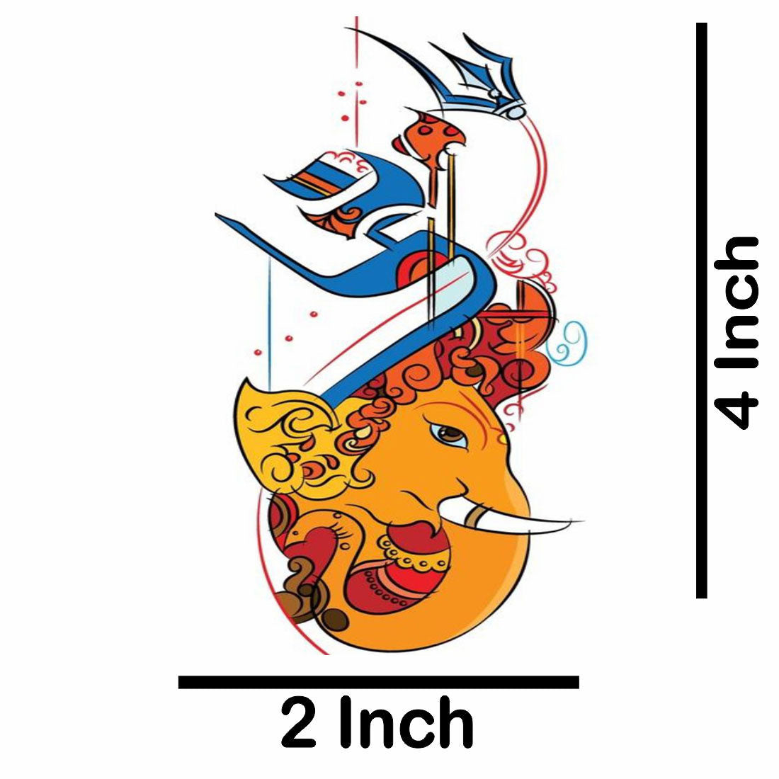 Temporary Tattoowala God Ganesh With Om Colourful Temporary Tattoo for Men and Women Waterproof Sticker