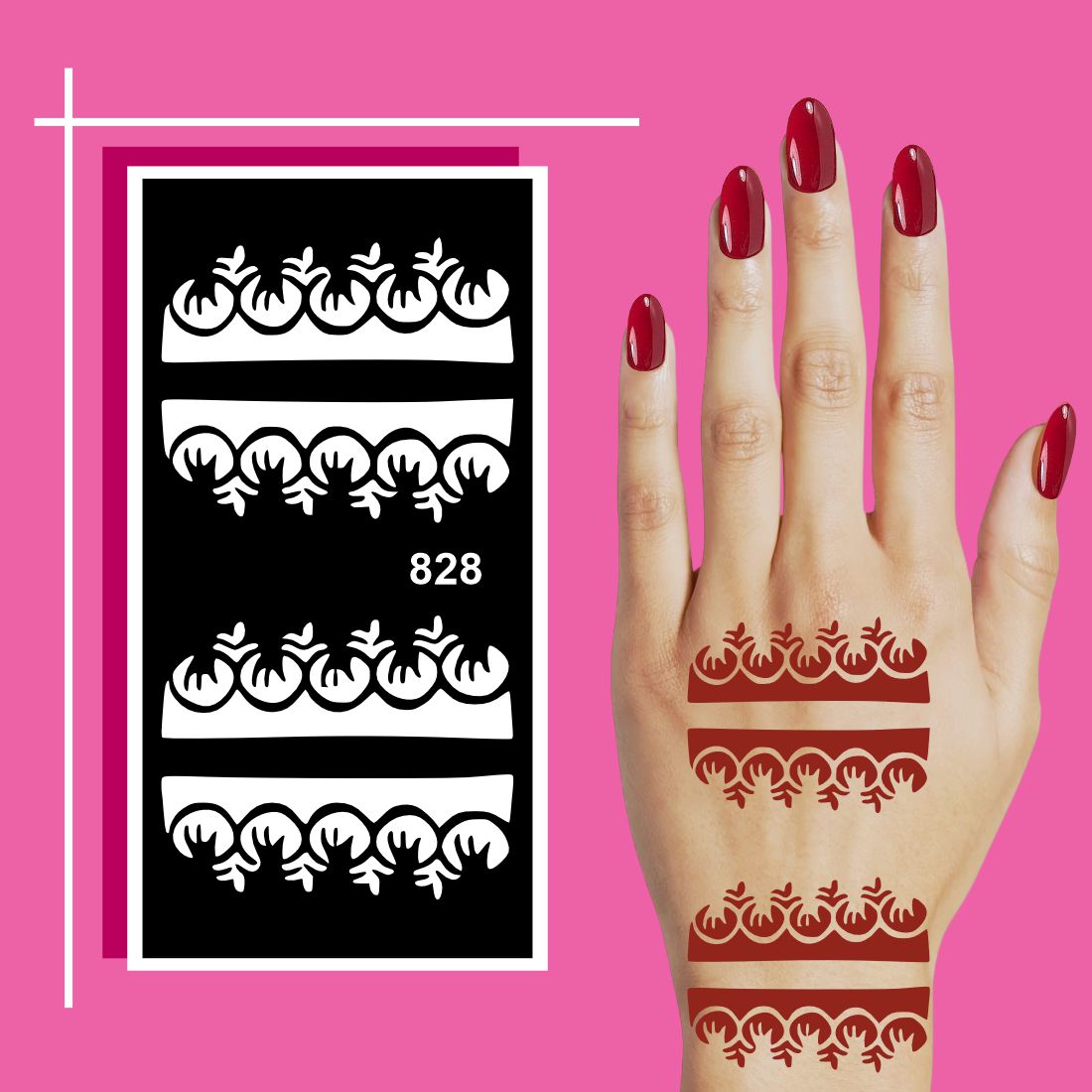 Long Lasting Mehndi Stencil Sticker Kit for Traditional Hand Art at Home