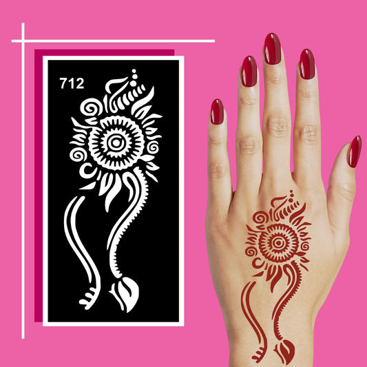 Hand-Crafted Look Mehndi Stencil Sticker Designs with Detailed Floral and Leaf Motifs