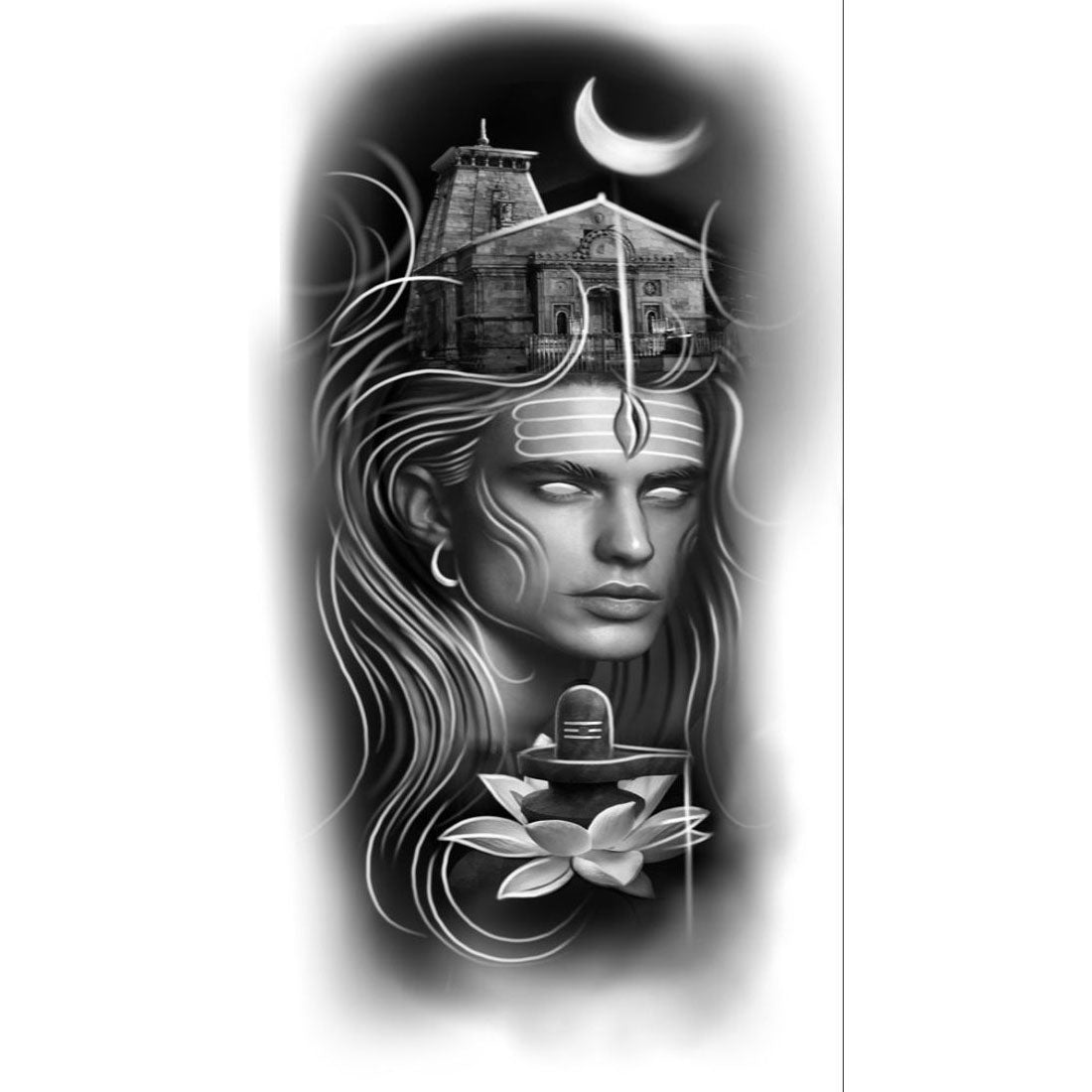 Temporary Tattoowala God Shiv With Lotus Temporary Tattoo for Men and Women Waterproof Sticker