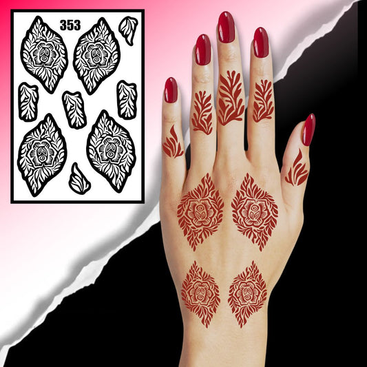 Beautiful Henna Stencil Large Leaves & Flowing Floral Design Patterns