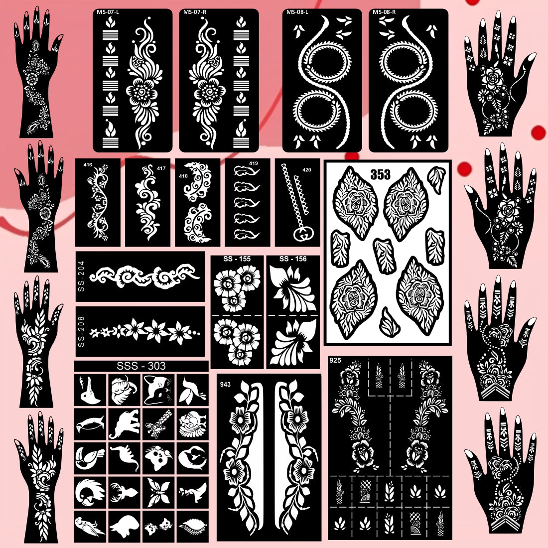Beautiful Combo Mehndi Stencil Sticker With Cultural Patterns For Beginners