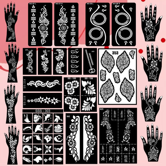 Beautiful Combo Mehndi Stencil Sticker With Cultural Patterns For Beginners