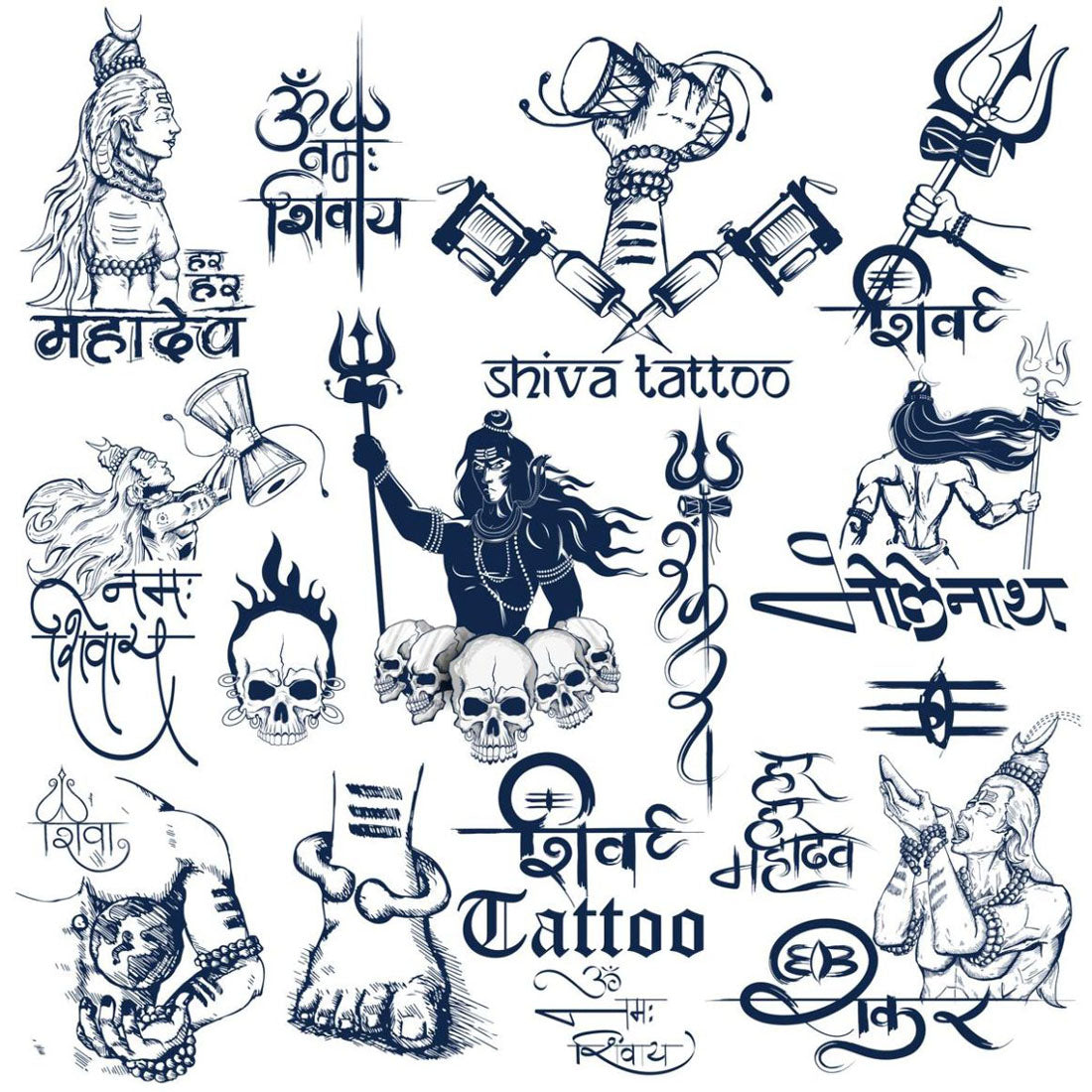 Temporary Tattoowala Om Black Shiv Shankar Temporary Tattoo for Men and Women Sticker