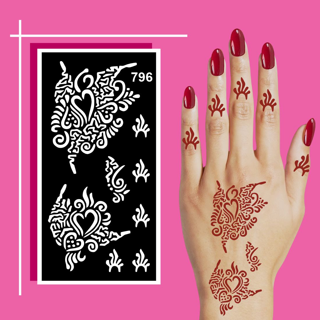 Child-Safe Mehndi Stencil Art Pack with Curved and Circular Patterns