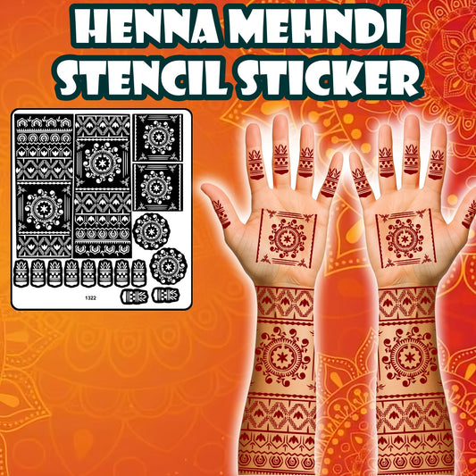 Mandala And Floral Mehndi Stencil Sticker With Traditional Patterns And Beautiful Stencil