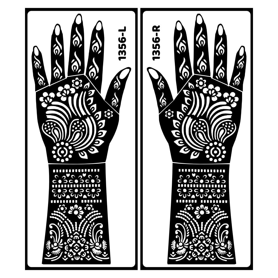 Finger And Palm Bridal Mehndi Stencil Sticker With Traditional Indian Art Functions Easy To Use With Instant Beautiful Design