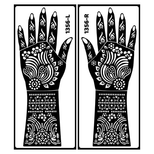 Finger And Palm Bridal Mehndi Stencil Sticker With Traditional Indian Art Functions Easy To Use With Instant Beautiful Design