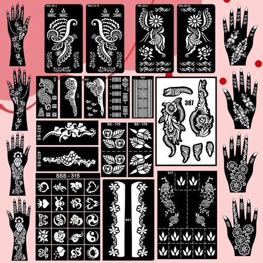 Beautiful Combo Mehndi Stencil Sticker With Stylish Design For Elegant Events