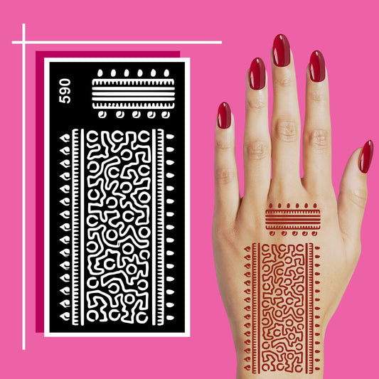 Easy Mehndi Stencil Design Templates with Floral and Dot Pattern Variety