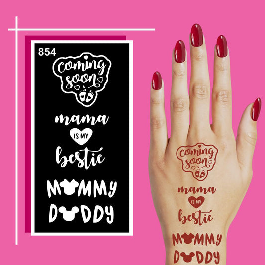 Cute ‘Coming Soon’ Baby Footprint Mehndi Stencil Sticker for Happy Moment