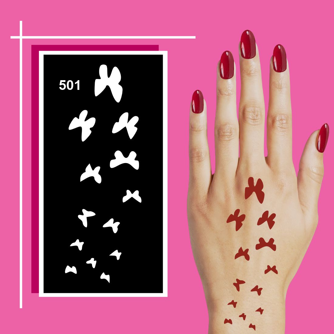 Flower And Leaf Design Small Mehndi stencil Sticker For Kids & Adults Both Sticker