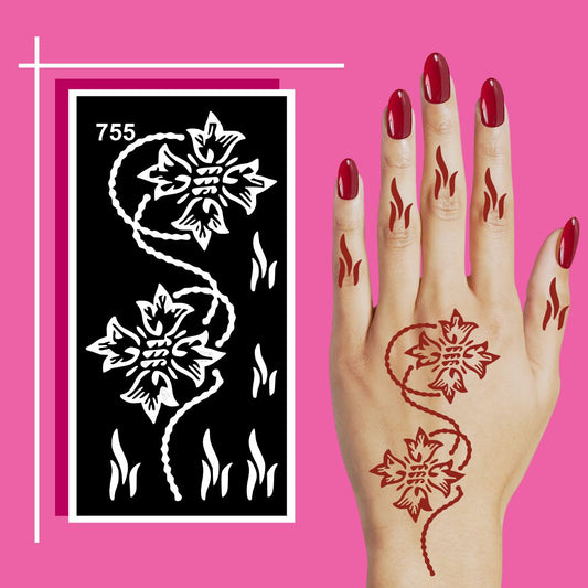 Elegant Floral Mehndi Stencil Templates with Simple Stick and Peel Technology
