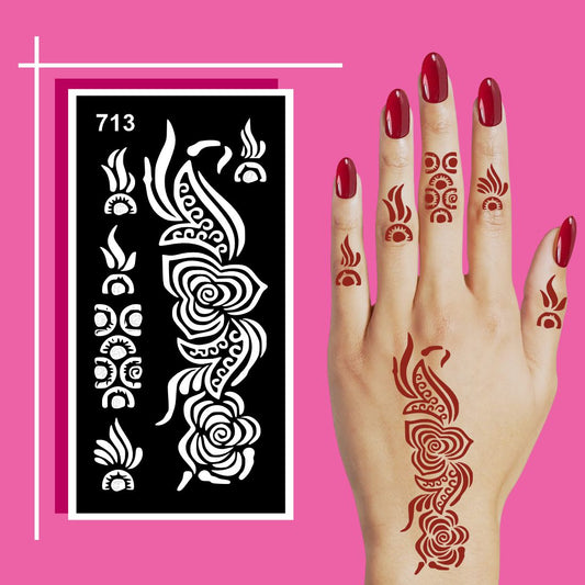Easy Peel and Stick Mehndi Stencil Sheets with Traditional and Moden Design Mix