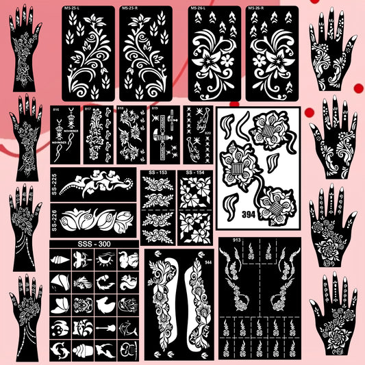 Beautiful Combo Mehndi Stencil Sticker With Traditional & Modern Patterns