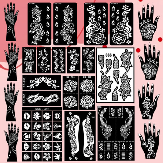 Beautiful Combo Mehndi Stencil Sticker With Traditional For Special Occasions
