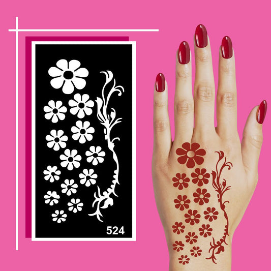 Beginner to Advanced Mehndi Stencil Art Sheets with Pre-Cut Floral Designs