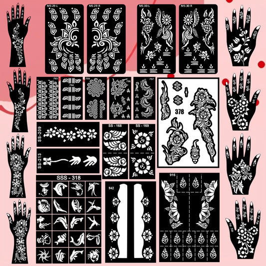 Beautiful Combo Mehndi Stencil Sticker With Stylish Design For All Festival
