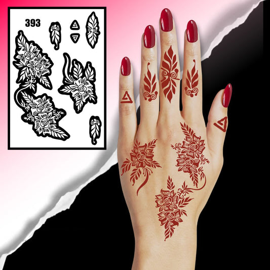 Reusable Floral & Leaf Mehndi Stencil For Artistic Hand Designs