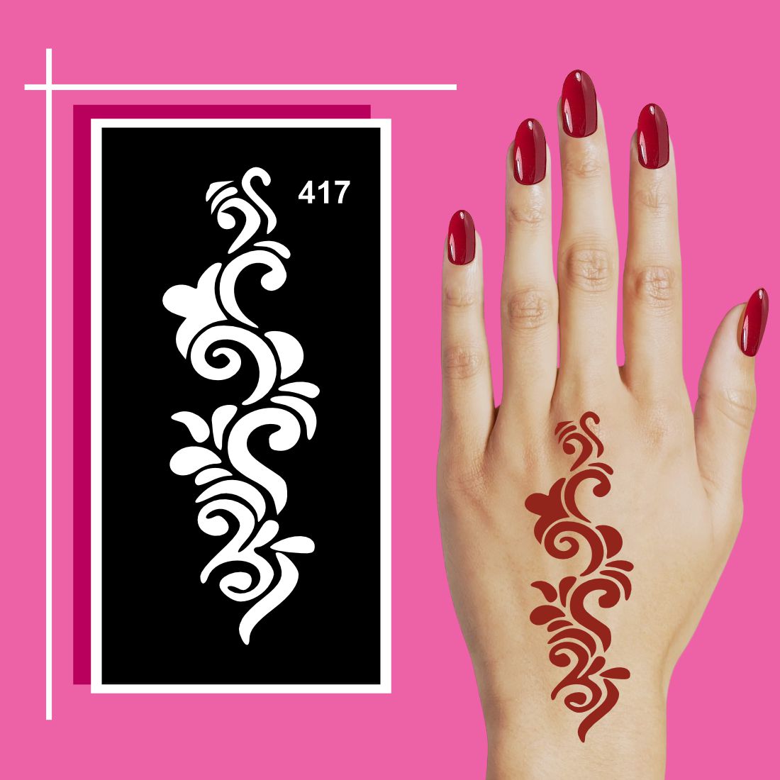 Handcrafted Look Mehndi Stencil Designs with Clean Lines For Kids & Adults Both Sticker
