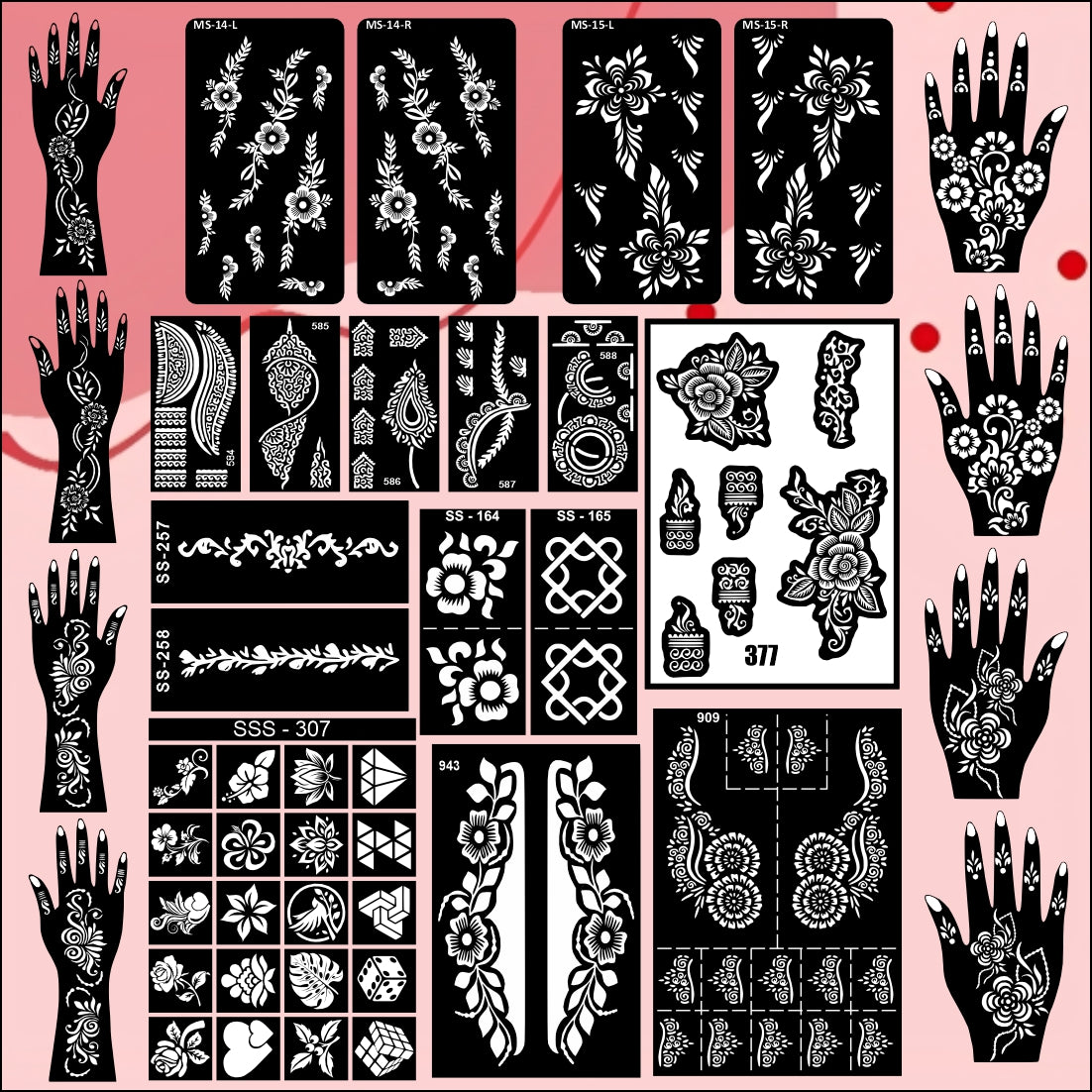 Beautiful Combo Mehndi Stencil Sticker With Traditional Design For Special Days
