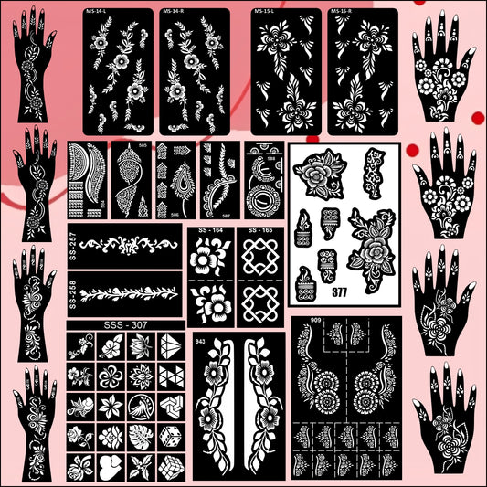 Beautiful Combo Mehndi Stencil Sticker With Traditional Design For Special Days