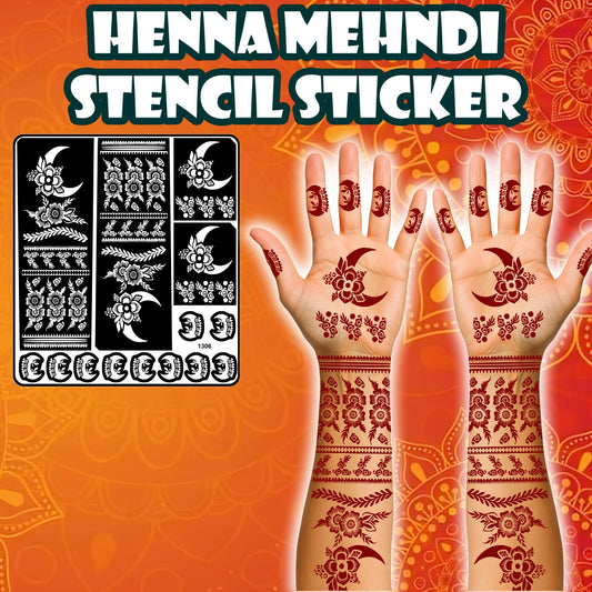 Moon And Floral Mehndi Stencil Sticker With Elegant Design Beautiful Design