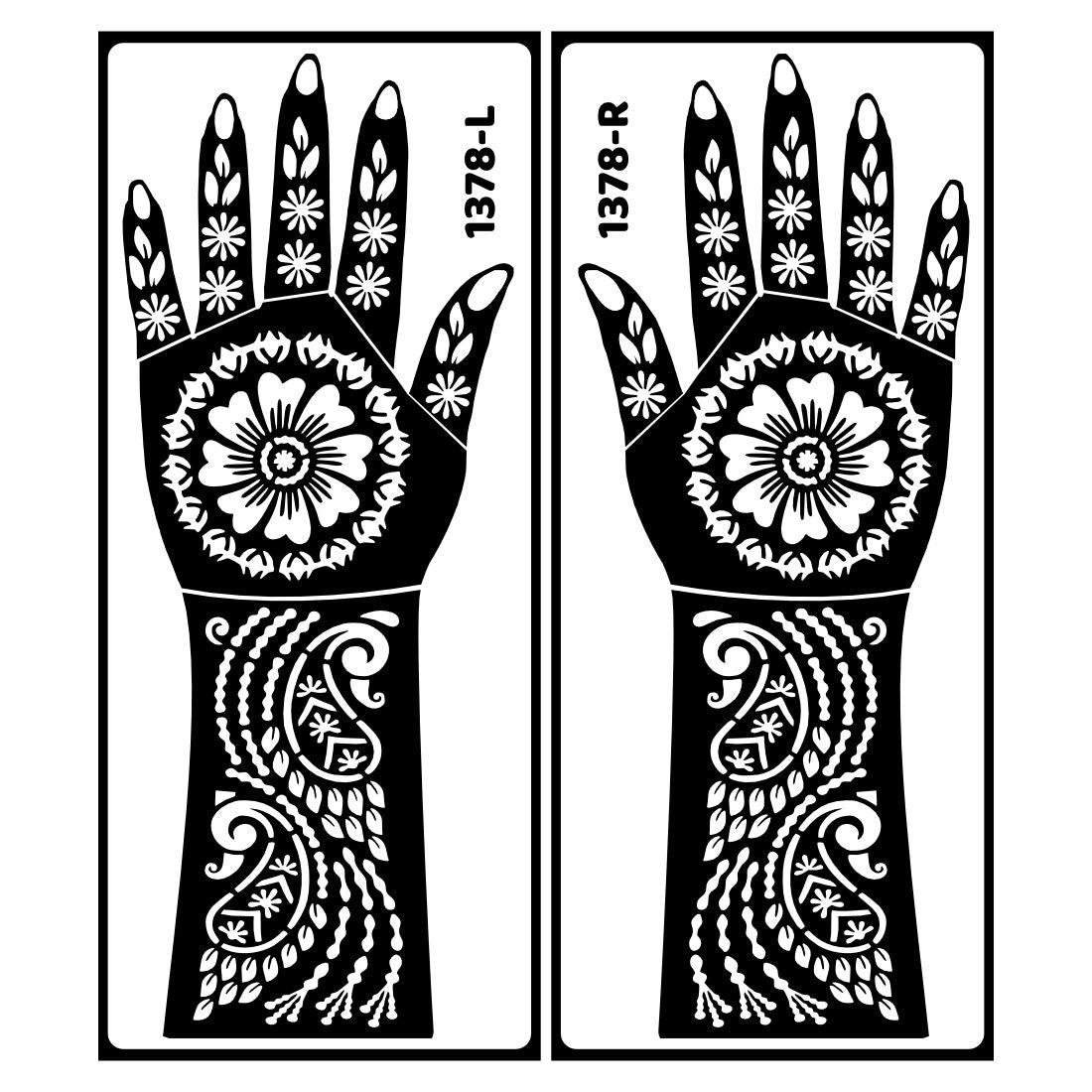 Full Back Hand Bridal Mehndi Stencil Sticker For Brides And Bridesmaids Easy To Use With Instant Beautiful Design