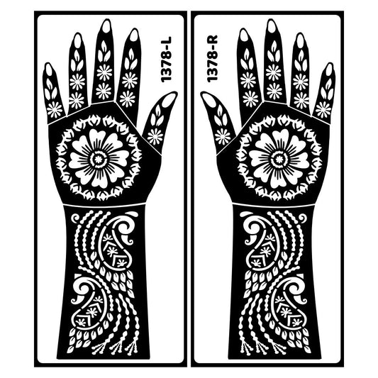 Full Back Hand Bridal Mehndi Stencil Sticker For Brides And Bridesmaids Easy To Use With Instant Beautiful Design