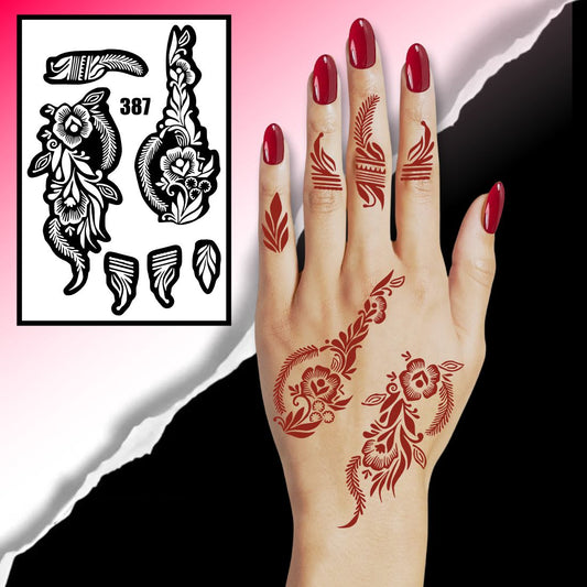 Intricate Henna Stencil With Flowing Floral And Leafy Motifs For Hand
