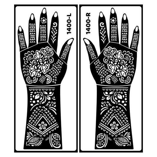 Henna Bridal Mehndi Stencil Sticker With Cultural Patterns Easy To Use With Instant Beautiful Design