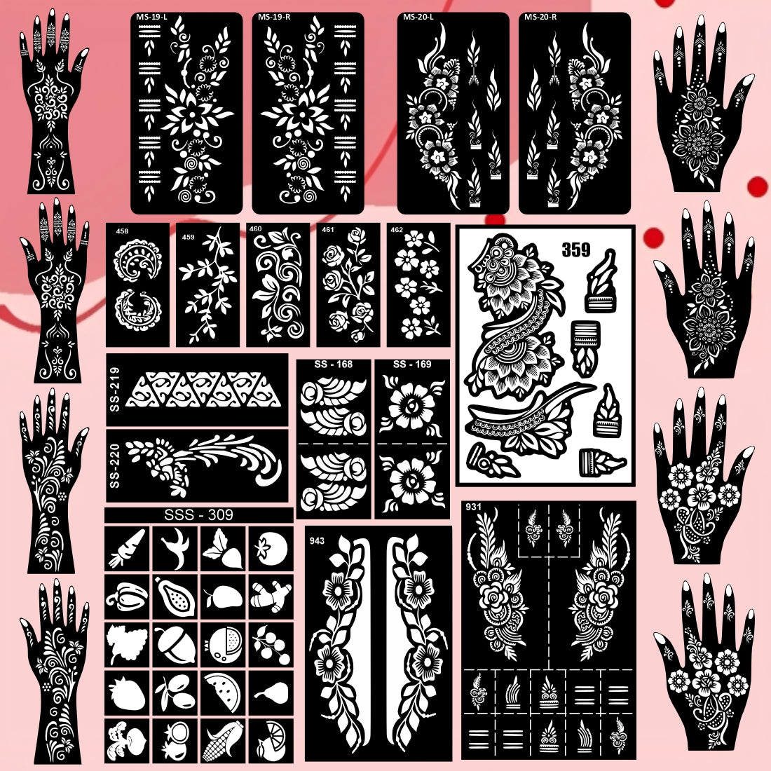 Beautiful Combo Mehndi Stencil Sticker With Arabic Design For Festive Seasons