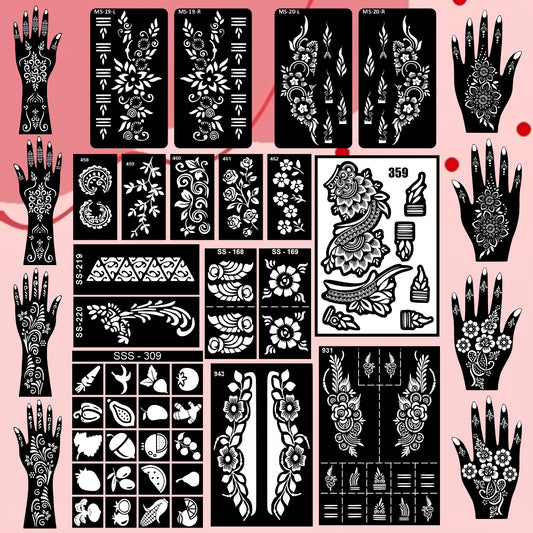 Beautiful Combo Mehndi Stencil Sticker With Arabic Design For Festive Seasons