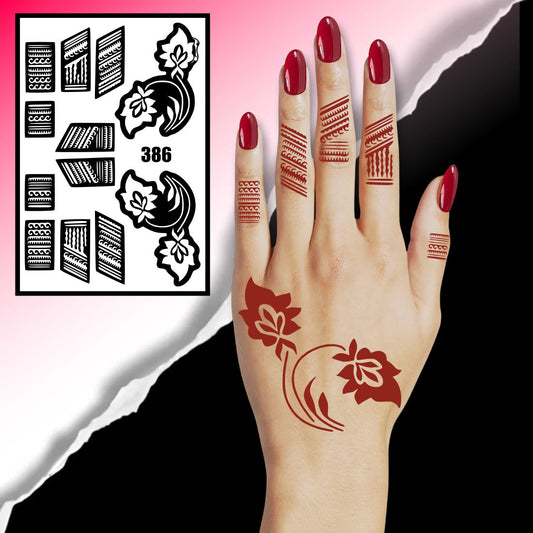 Beautiful Flower & Leaf Mehndi Stencil Detailed Paisley-Inspired Patterns