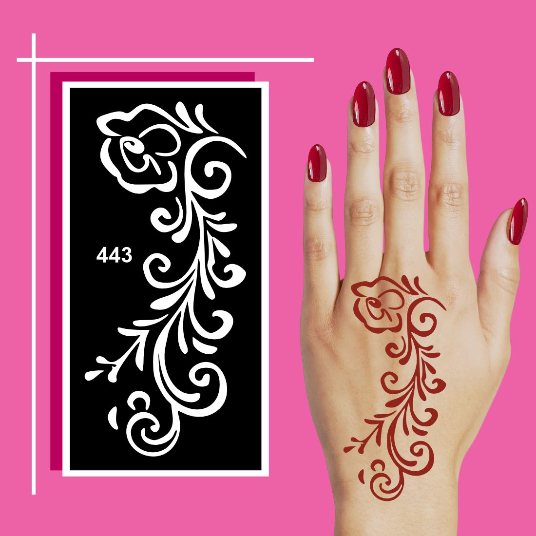 Floral Fantasy Mehndi Stencil Templates for Quick Body Art For Kids & Adults Both Sticker