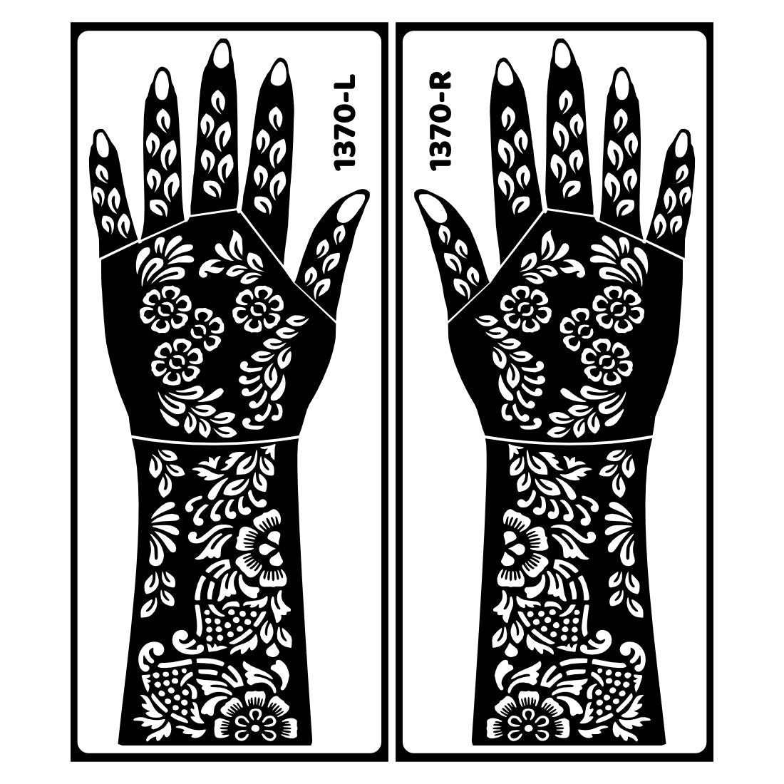 Artistic Bridal Mehndi Stencil Sticker With Flowing Lines And Floral Borders Easy To Use With Instant Beautiful Design