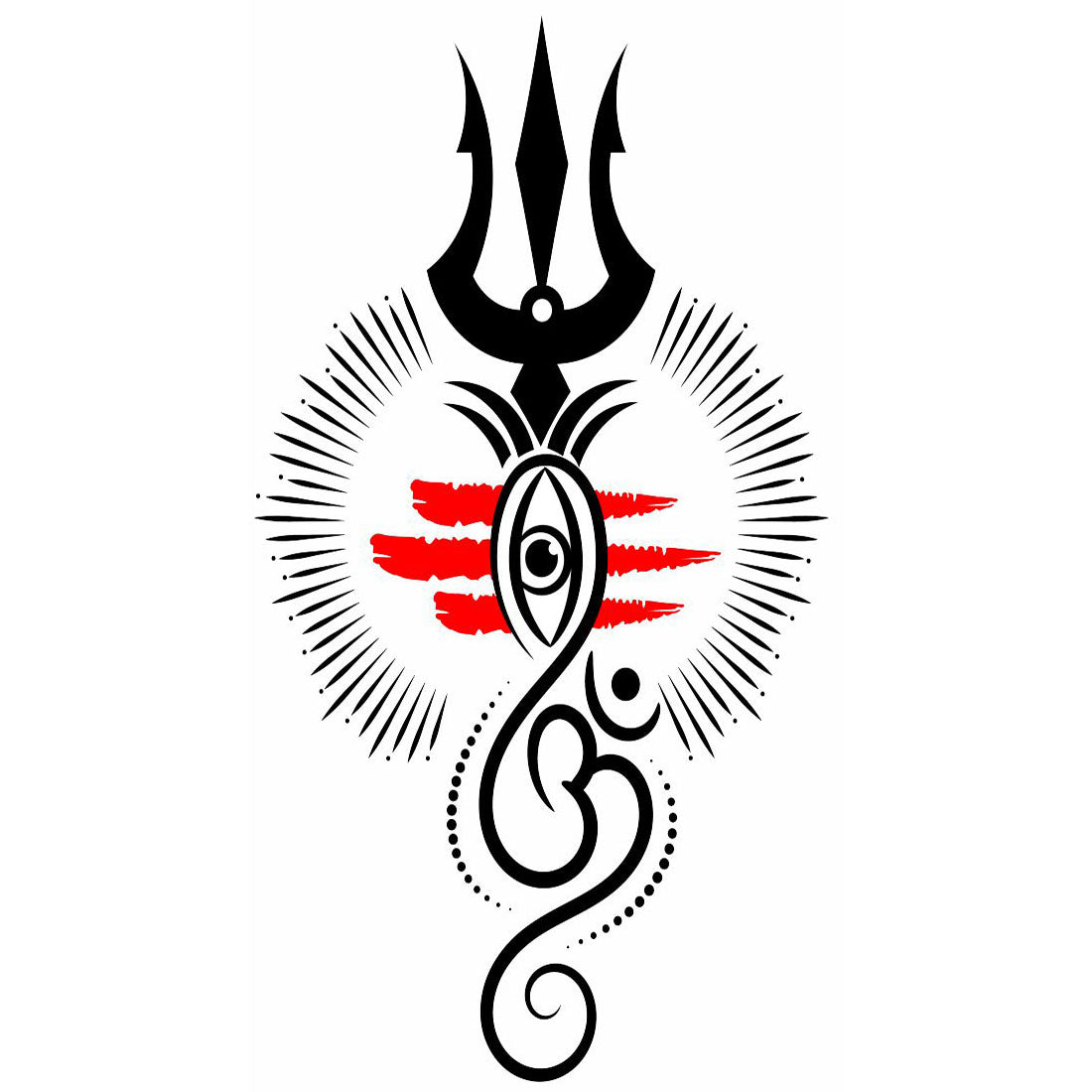 Temporary Tattoowala Om With Trishul Eye Temporary Tattoo for Men and Women Waterproof Sticker