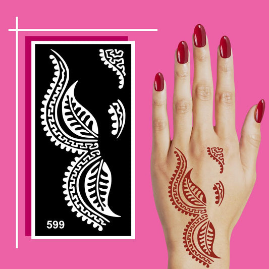 Bold Flower and Vine Style Mehndi Stencil Stickers for Quick Glam Look