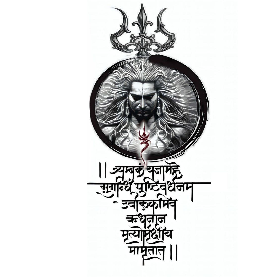 Lord Shiva with Maha Mrityunjaya Mantra Tattoo - Ace Tattooz