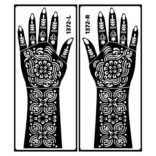 Bridal Henna Stencil Sticker Featuring Classic Wedding Symbols And Art Easy To Use With Instant Beautiful Design