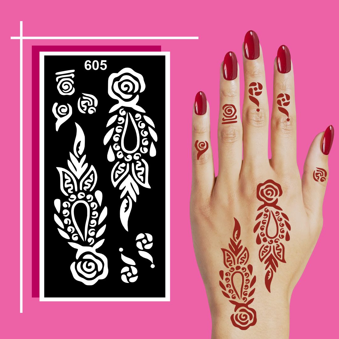 Beautiful Swirl Design Mehndi Sticker Perfect for Kids’ Creative Hand Work