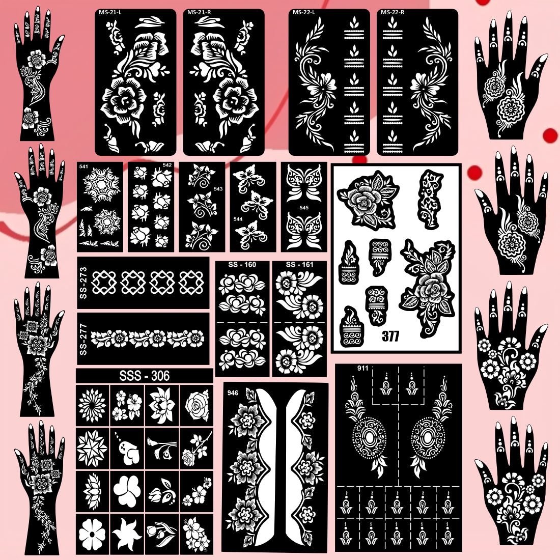 Beautiful Combo Mehndi Stencil Sticker With Multiple Art For All Celebrations