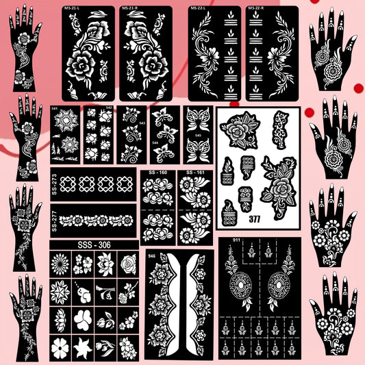 Beautiful Combo Mehndi Stencil Sticker With Multiple Art For All Celebrations
