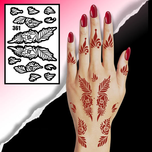 Detailed Mehndi Stencil With Flowing Leaf Patterns & Traditional Designs