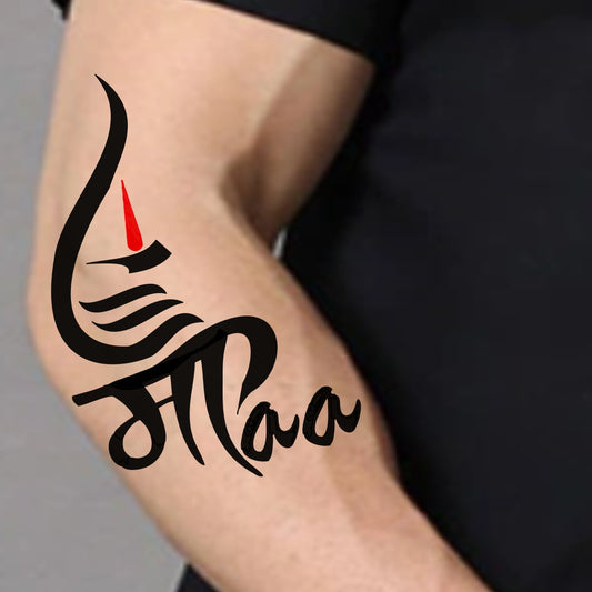 New Maa Paa Tilak Black Tattoo Waterproof Temporary Body Tattoo