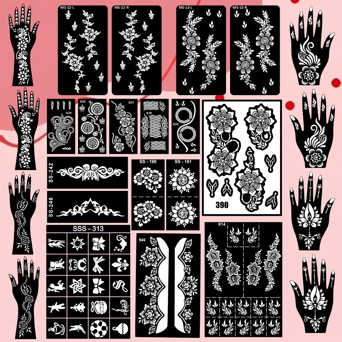 Beautiful Combo Mehndi Stencil Sticker With Instant Designs For Cultural Events