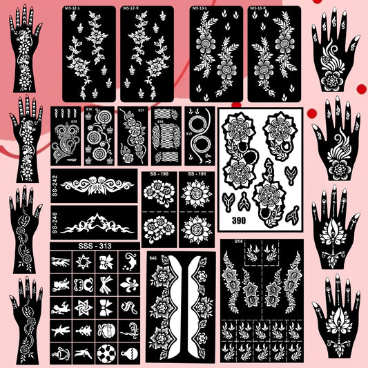 Beautiful Combo Mehndi Stencil Sticker With Instant Designs For Cultural Events