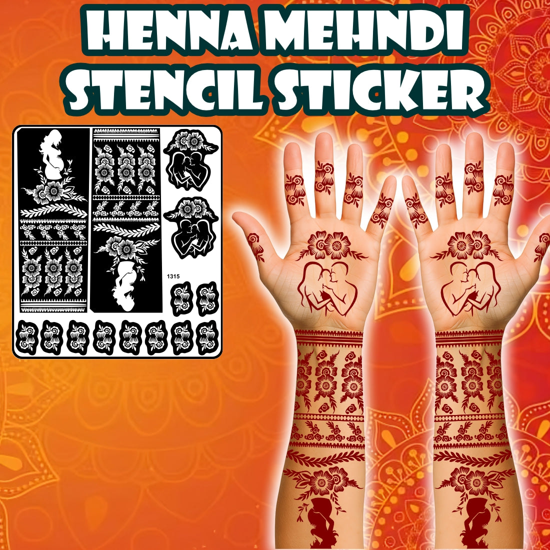 Baby Shower Special Mehndi Stencil With Elegant Floral And Traditional Designs
