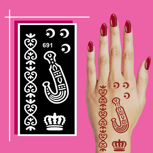 Elegant Finger Mehndi Stencil Stickers with Floral Touch