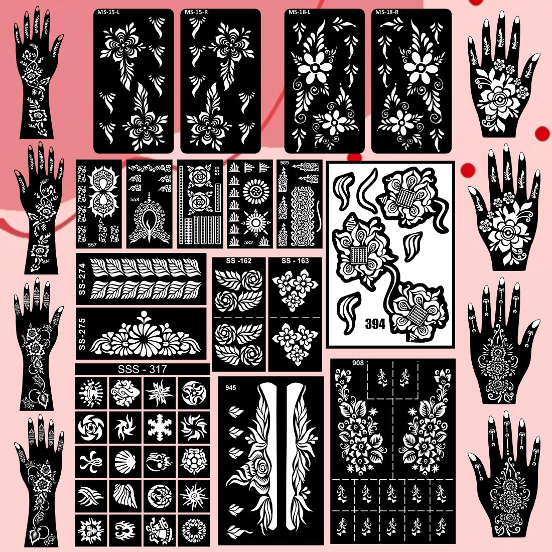 Beautiful Combo Mehndi Stencil Sticker With Stylish Design For All Occasions